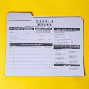 10 Waffle House New Hire Manager Folders Blank Discontinued Restaurant Ephemera